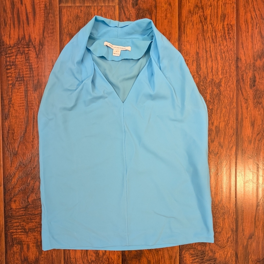 Diane Von Furstenberg Blue Reagan Sleeveless Blouse